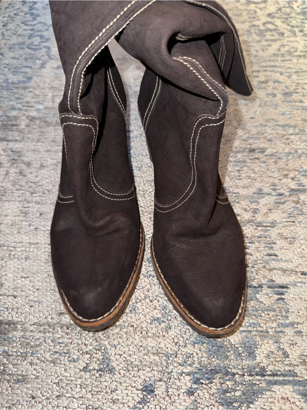 Stuart Weitzman Dark Brown Suede Western Pull-On Boots 9.5